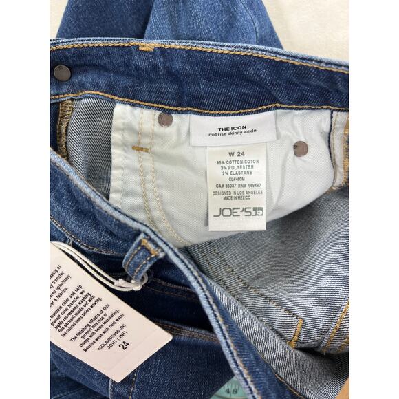 New Joe's Jeans The Icon Mid Rise Skinny Leg Angled Slanted Hem Jean in Joni 24 - Picture 5 of 7